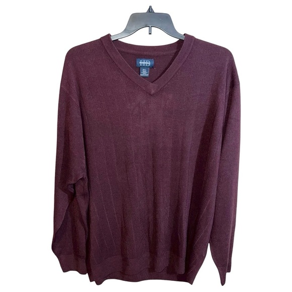 Harbor Bay Sweater Men’s Size 2XL Burgundy Long Sleeve V-Neck - Picture 1 of 5